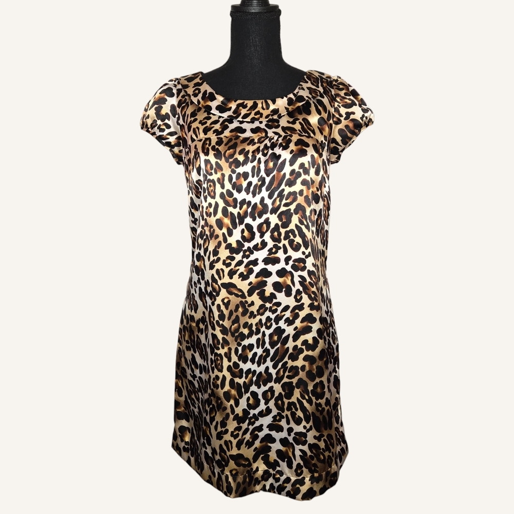 Y2k Forever 21 Satin Leopard Print Babydoll Dress